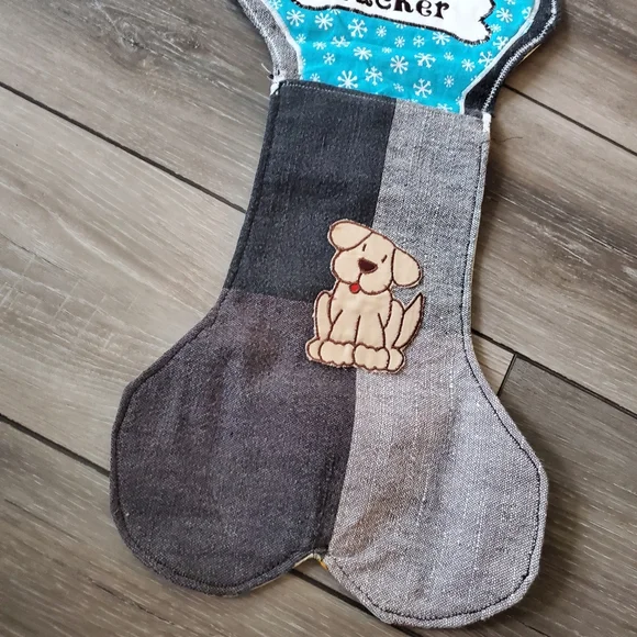 Custom handmade "Tucker" Christmas stocking for dog - Picture 6 of 12